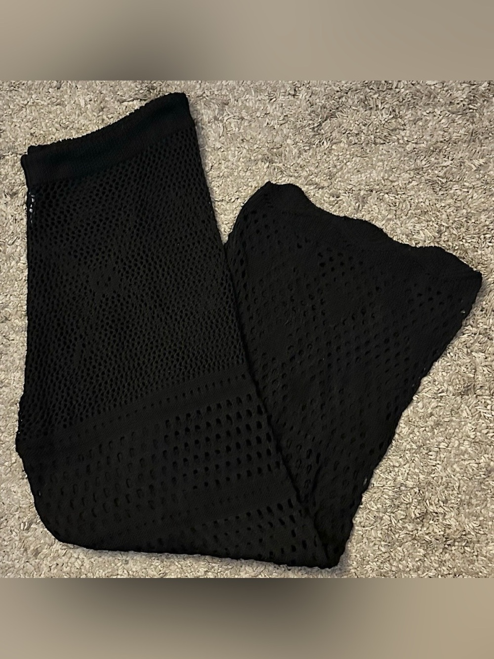 Shein Women’s 2XL Black Netted Drawstring Wide-Leg Bathing Suit Cover-Up Pants